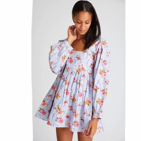 LoveShackFancy Dresses & Skirts - NWT LoveShackFancy Eaton Floral Long Sleeve Mini Dress in Lavender Moon XS